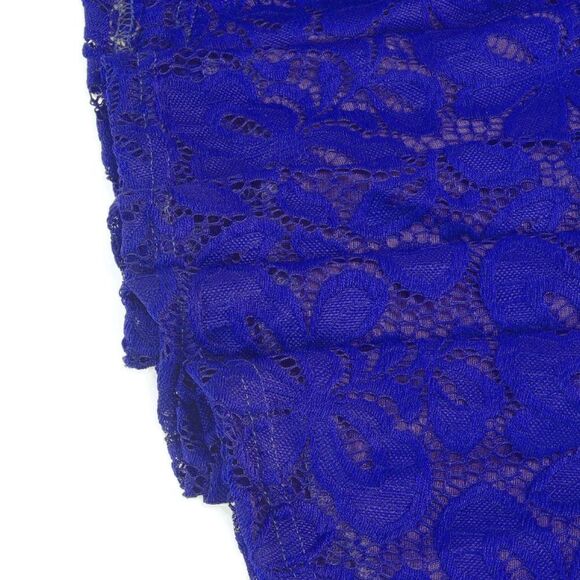 💙 Off Shoulder Lace Retro Pinup Vintage 1950s Cocktail Ruffle Blue Dress L NWT - Picture 5 of 16